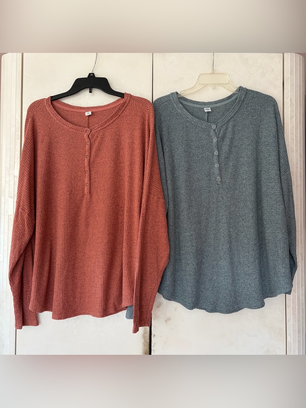 Set of 2 Old Navy Thermal Waffle Henley Long Sleeve Tops